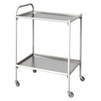 Столик процедурный передвижной металлический с двумя полками (полки нержавеющая сталь, пластиковые колеса) СПп-01-МСК