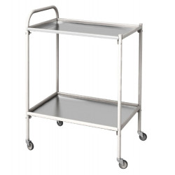 Столик процедурный передвижной металлический с двумя полками (полки нержавеющая сталь, пластиковые колеса) СПп-01-МСК