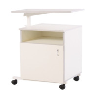 Тумба медицинская ТМ-"МСК" (столешница ЛДСП), на мебельных колесах, с верхней открытой нишей и нижним отделением с дверкой МСК-556.105
