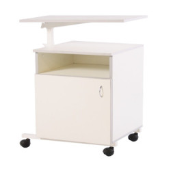 Тумба медицинская ТМ-"МСК" (столешница ЛДСП), на мебельных колесах, с верхней открытой нишей и нижним отделением с дверкой МСК-556.105