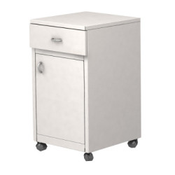 Тумба прикроватная разборная металлическая на мебельных колесах, с выдвижным ящиком