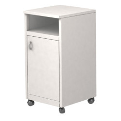 Тумба прикроватная разборная металлическая на мебельных колесах, с открытой нишей